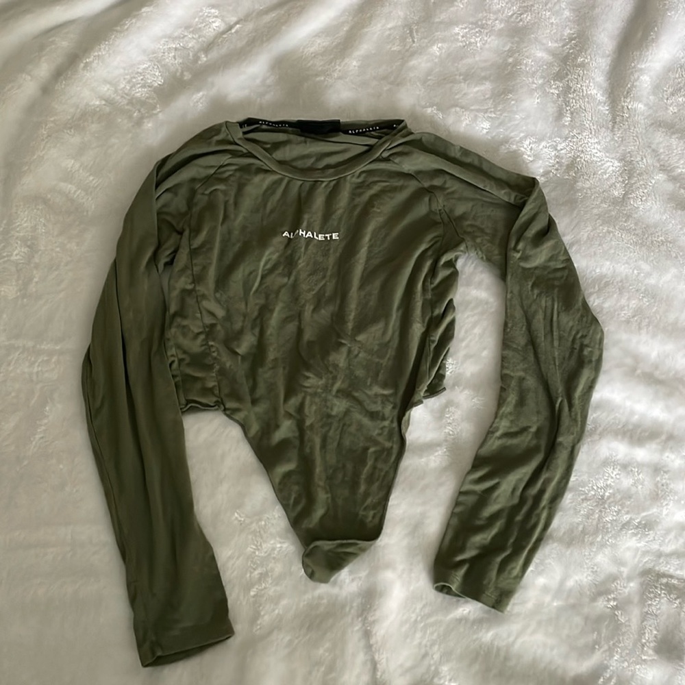 Olive green alphalete crop top